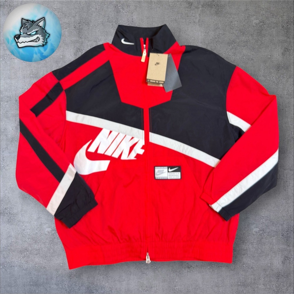 Nike Sportswear Oversized Woven Jacket Womens Size XS Red Black HJ0176-657